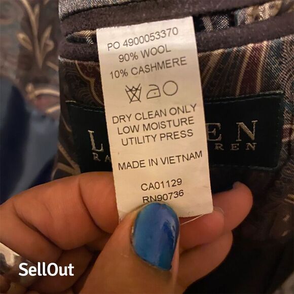 Lauren Ralph Lauren Men's Black Wool Cashmere Blazer Sport Coat L - Picture 5 of 10